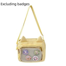 Casual Japanese Transparent Itabag Y2k Preppy Style Transparent Crossbody Bag Badge Display Harajuku Small Square Bag Daily