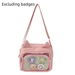Casual Japanese Transparent Itabag Y2k Preppy Style Transparent Crossbody Bag Badge Display Harajuku Small Square Bag Daily