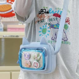 Casual Japanese Transparent Itabag Y2k Preppy Style Transparent Crossbody Bag Badge Display Harajuku Small Square Bag Daily