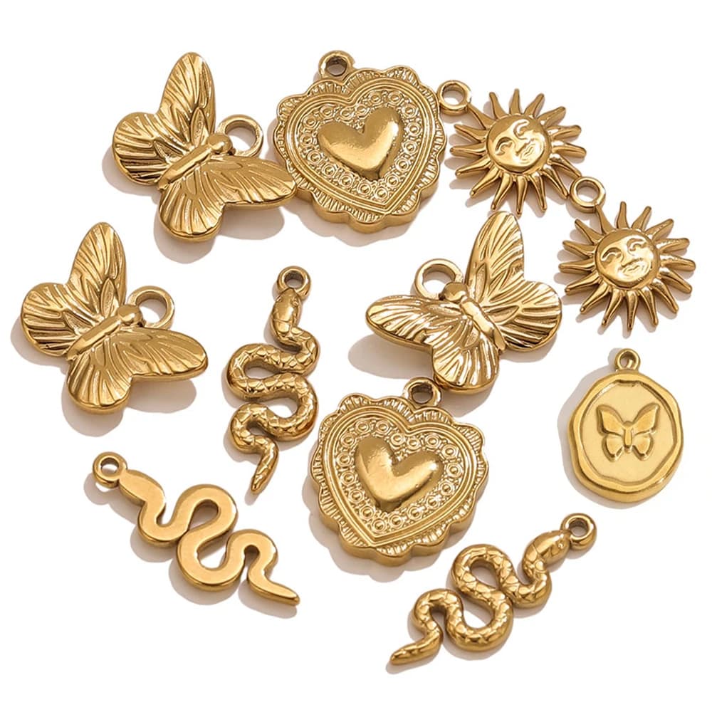 5pcs Stainless Steel Butterfly Snake Sun Heart Charms Jewelry Making Accessories DIY Women Earrings Necklace Jewelry Making Base