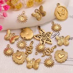 5pcs Stainless Steel Butterfly Snake Sun Heart Charms Jewelry Making Accessories DIY Women Earrings Necklace Jewelry Making Base