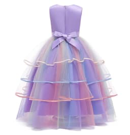 Girls Fantasy Unicorn Long Dress Rainbow Princess Girls Birthday Party Dress Children Kids Carnival Prom Gown for teen 3-12years