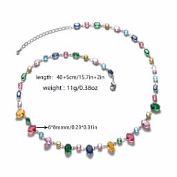 Personalized Trend Design Color Inlaid Zirconia Women's Necklace Bracelet Niche Fashion Holiday Party Accessories Jewelry Set