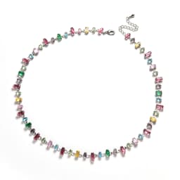 Personalized Trend Design Color Inlaid Zirconia Women's Necklace Bracelet Niche Fashion Holiday Party Accessories Jewelry Set