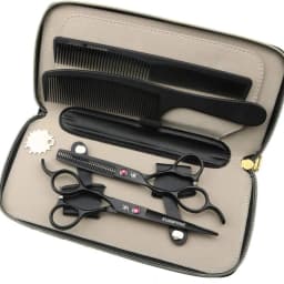 Black Left Hand Hair Scissors 6-inch JP440C Steel Cutting Scissors and Thinning Scissors Left-handed