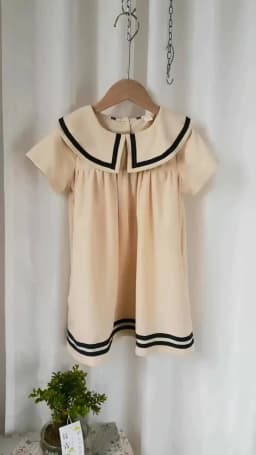 Summer Girl's Dress Solid Color Navy Collar Short-sleeved Fashion Casual Princess Dress Children Kids Clothing
