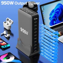 950W USB C GaN Charger 100W PD3.0 PPS QC3.0 Multiport Fast Charging Station For Laptop iPhone Samsung Macbook Pro Tablet