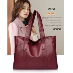 New Large Capacity Vintage Handbag PU Soft PU Leather Bag Versatile Solid Color Shoulder Bag