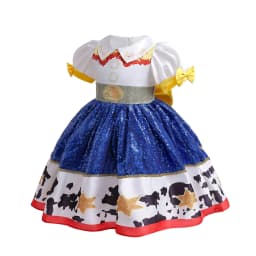 Girl Jessie Dress Kids Yellow Blue Cowgirl Cosplay Costume Kids Fancy Party Outfit Halloween Christmas Gift