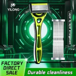 10-Blade Razor for Men Women with 1 Handle & 4 Refills, Stainless Steel Replaceable Shaver Blades, Manual Grooming Kit