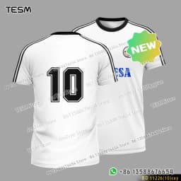 TESM Men Vintage Jersey T Shirt Stripe Sports Top Children Casual Short-Sleeved Shirt High-Definition Printing Breathable Shirt