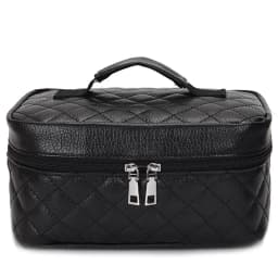 Travel Fashion Makeup Bag Large Capacity Black Handheld PU Embroidery Thread Diamond Grid Toilet Bag Makeup Storage Bag