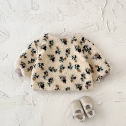 Winter Baby Small Flower Printed Thick Buttons Jacket Top Plush Warm Children Clothes Overcoats Girls