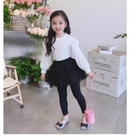Kids' Leggings with Mesh Skirt - Fake Two-Piece Design for Girls 2-7 Years, Comfortable & Stylish Bottoms Leggins for Kids Girl