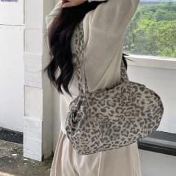 Wild Leopard Print Handbag Large Capacity Tote Bag Minimalist Nylon Women Shoulder Bag Fashion Armpit Bag Retro Satchel