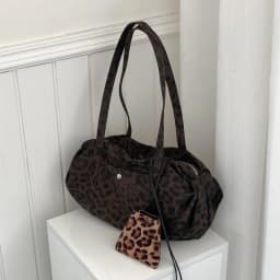Wild Leopard Print Handbag Large Capacity Tote Bag Minimalist Nylon Women Shoulder Bag Fashion Armpit Bag Retro Satchel