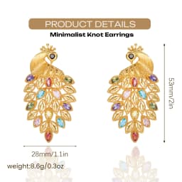 YTJX Luxury Colorful Zircon Women Earrings Hight Quality 18K Gold Plated Phoenix Shaped Big Earrings For Party Jewelry Gifts ﻿