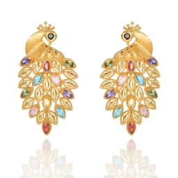 YTJX Luxury Colorful Zircon Women Earrings Hight Quality 18K Gold Plated Phoenix Shaped Big Earrings For Party Jewelry Gifts ﻿