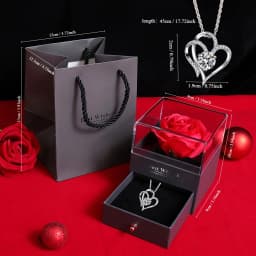 1 Set Elegant Plastic Preserved Rose Gift Box with Heart-Shaped Necklace, Ideal for Valentine'S Day, Mother'S Day, Birthday