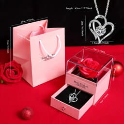 1 Set Elegant Plastic Preserved Rose Gift Box with Heart-Shaped Necklace, Ideal for Valentine'S Day, Mother'S Day, Birthday