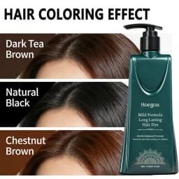 Natural Plant-Based Hair Color Cream Hair Dye for Gray Coverage - Dark Tea, Natural Black, Chestnut Brown Non-Damaging Hair Tint