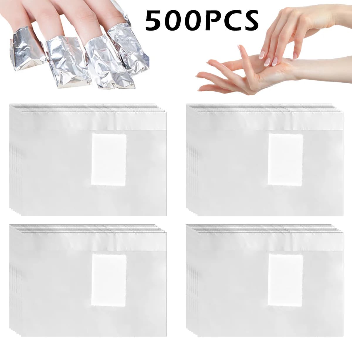 500/1000Pcs Nail Foil Wraps Nail Wraps Remover Tin Foil Nail Wraps Nail Art Soak Off Gel Polish Acrylic Removal for Removing