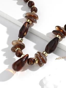 Vintage Acrylic Irregular Geometric Beads Necklaces for Women Exaggerated Resin Waterdrop Pendant Choker Handmade Jewelry Gifts