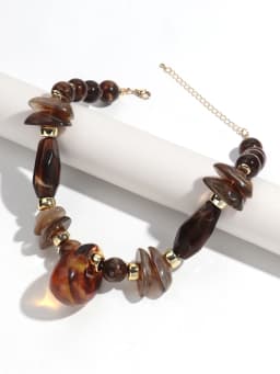 Vintage Acrylic Irregular Geometric Beads Necklaces for Women Exaggerated Resin Waterdrop Pendant Choker Handmade Jewelry Gifts