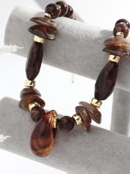 Vintage Acrylic Irregular Geometric Beads Necklaces for Women Exaggerated Resin Waterdrop Pendant Choker Handmade Jewelry Gifts