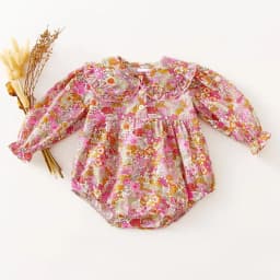 Vintage Floral Baby Girl Romper Spring Wedding Party Outfit Soft Cotton Short Sleeve Cute Design