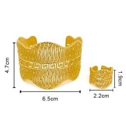 Hollow Classic Bracelet with Ring Set Dubai 18K Gold Plated Jewelry Set for Woman African Bridal Wedding Party Accessories Gifts