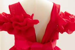 New Children's Dress Shoulder Birthday Party Princess Dress Solid Color Wedding Dress Holiday Dress Three-Dimensional Flowers
