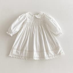 1-7Yrs Casual Girls Dress Spring Kids Clothes Cotton Lace Sweet Peter Collar White Baby Girl Embroider Princess Party Dresses