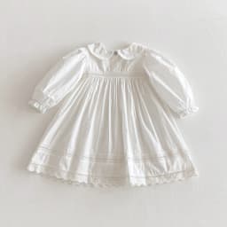 1-7Yrs Casual Girls Dress Spring Kids Clothes Cotton Lace Sweet Peter Collar White Baby Girl Embroider Princess Party Dresses