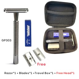 Shavcooo Glide Pro 4D Stainless Steel Safety Razor Eco-friendly Dual Half Shaving Shaver for Men Women Gift Kit with Travel Box