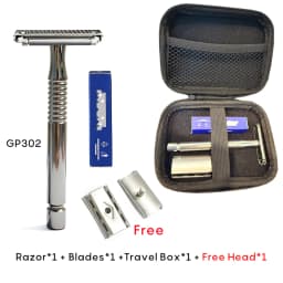 Shavcooo Glide Pro 4D Stainless Steel Safety Razor Eco-friendly Dual Half Shaving Shaver for Men Women Gift Kit with Travel Box