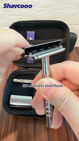 Shavcooo Glide Pro 4D Stainless Steel Safety Razor Eco-friendly Dual Half Shaving Shaver for Men Women Gift Kit with Travel Box