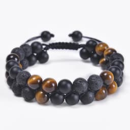 Triple Protection Bracelet 8mm Beads Bracelet Tigers Eye Black Obsidian Hematite Bracelet for Men Women Healing Crystal Bangle