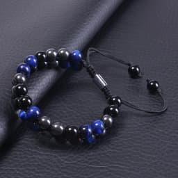 Triple Protection Bracelet 8mm Beads Bracelet Tigers Eye Black Obsidian Hematite Bracelet for Men Women Healing Crystal Bangle