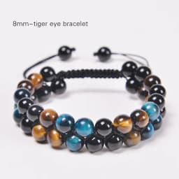 Triple Protection Bracelet 8mm Beads Bracelet Tigers Eye Black Obsidian Hematite Bracelet for Men Women Healing Crystal Bangle