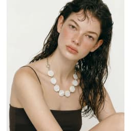 Yhpup New Stainless Steel Natural Shell Round Chain Statement Necklace 16K Gold Platinum Color PVD Plated Handmade Jewelry Gift