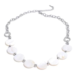 Yhpup New Stainless Steel Natural Shell Round Chain Statement Necklace 16K Gold Platinum Color PVD Plated Handmade Jewelry Gift