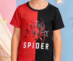 Boys' Summer Red-Black Color Block Short-Sleeve Set 3D Print Casual Kids' Two-Piece Outfit