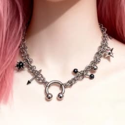 Y2K Jewelry Star Chain Rivet Pendant Necklace for Women Punk Aesthetic 90s Grunge Rock Spiked Necklace Goth Accessory