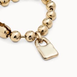 2025 autumn neutral and cool style gold silver padlock round bead bracelet no gender accessories fashion gift