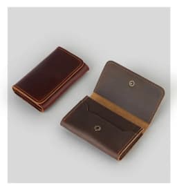 Vintage Genuine Leather Wallets Men's Women's Coin Purses Headphone Holder Portable Data Cable Headphone Storage Bag Card Holder