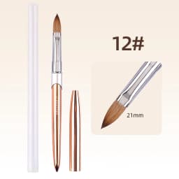 100% Pure Kolinsky Acrylic Nail Brush for Nail Salon Rose Gold Oval Crimped Shaped Metal Handle Professional Quality Nail Brush