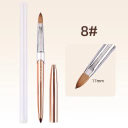 100% Pure Kolinsky Acrylic Nail Brush for Nail Salon Rose Gold Oval Crimped Shaped Metal Handle Professional Quality Nail Brush