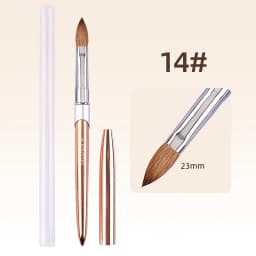 100% Pure Kolinsky Acrylic Nail Brush for Nail Salon Rose Gold Oval Crimped Shaped Metal Handle Professional Quality Nail Brush