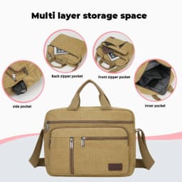 Men's Canvas Shoulder Bag Casual Crossbody Bag Daily Commuting Tote with Multiple Pockets Durable Lightweight School Travel Bag